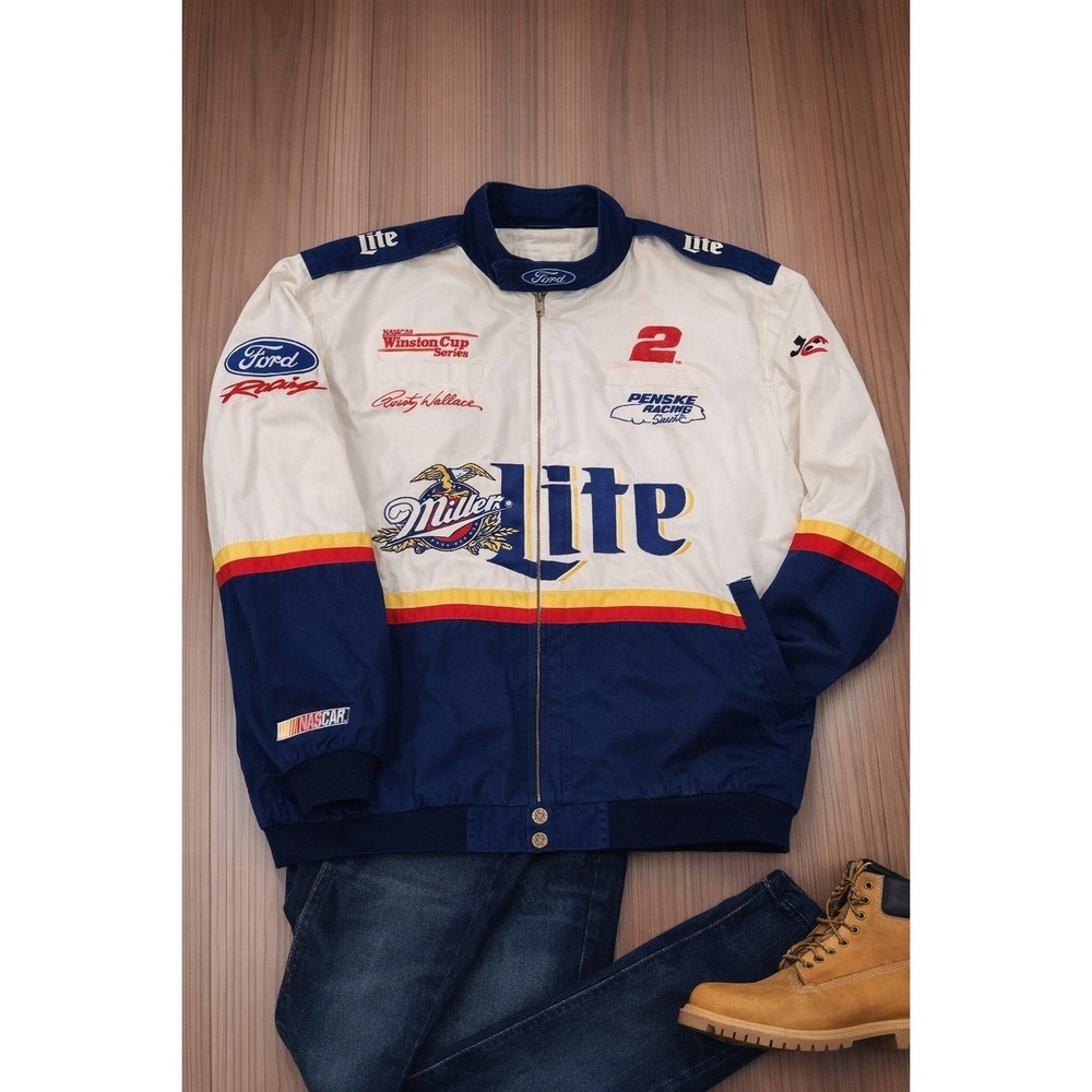 Vintage Y2K NASCAR Rusty Wallace Miller Lite Jacket XL Chase Authentics